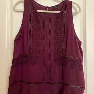 Ann Taylor Burgundy sleeveless blouse Petite XL